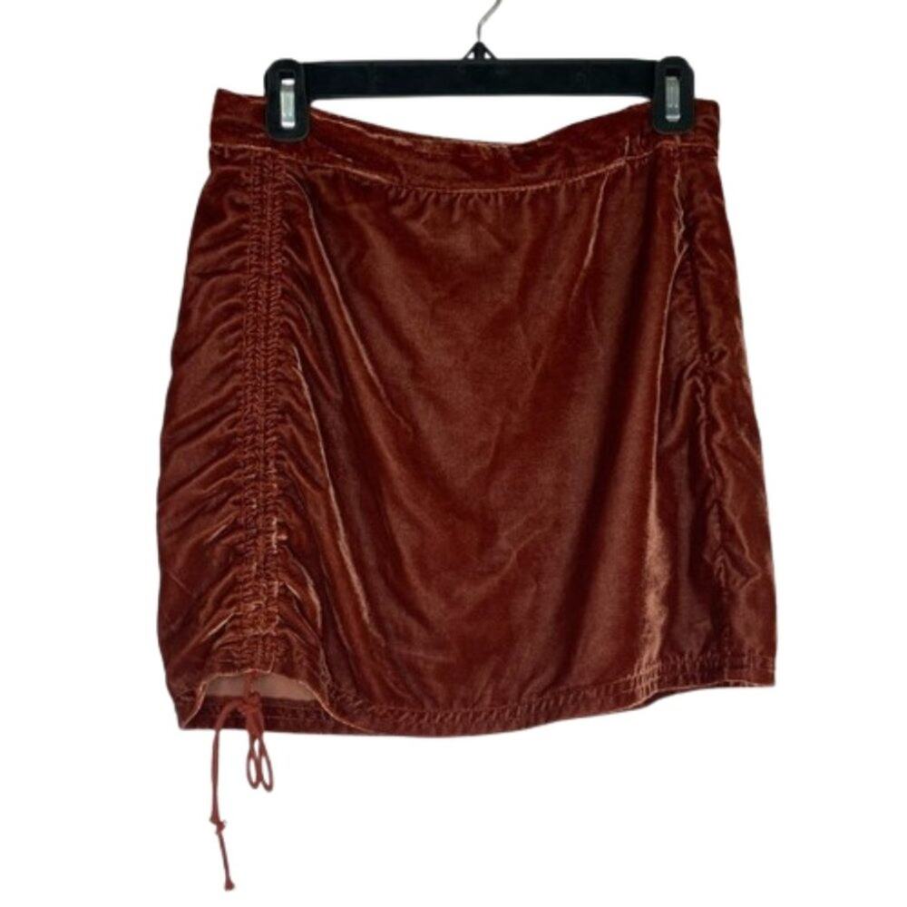 Free People Vivienne bronze velvet velour mini skirt size 6